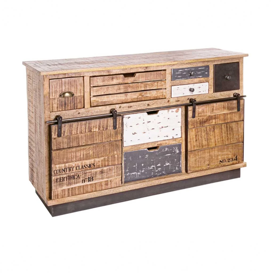 Pricilla 125Cm Wide 7 Drawer Mango Solid Wood Sideboard