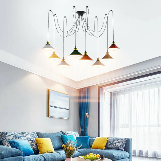 Vintage Industrial Chandelier Spider Light 8 Way Hanging Ceiling Pendant Lights