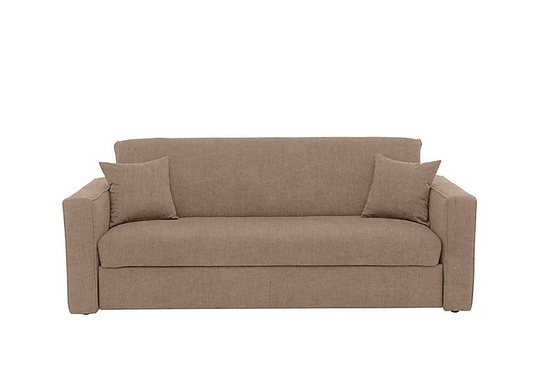 Versatile 3 Seater Fabric Sofa Bed with Box Arms - Cream