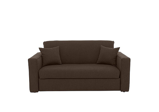 Versatile Small 2 Seater Fabric Sofa Bed with Box Arms - Brown