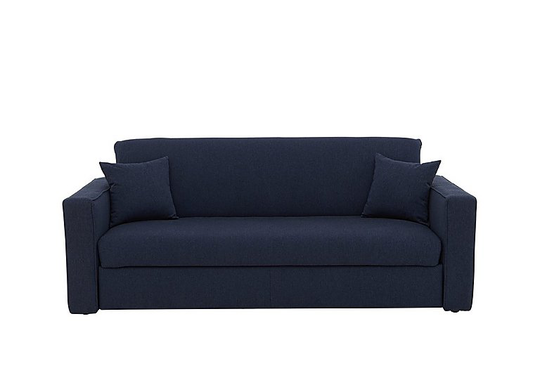 Versatile 3 Seater Fabric Sofa Bed with Box Arms - Blue