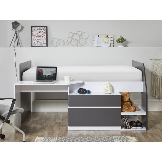 Drumheller Single (3') Mid Sleeper Bed with Desk and Drawers