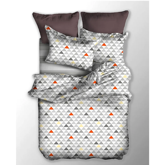 Heda Grey/Red/Yellow Microfibre 90 TC Duvet Cover Set