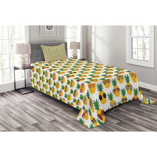 Adeleigh Yellow/Green Bedspread Set with Pillow Sham