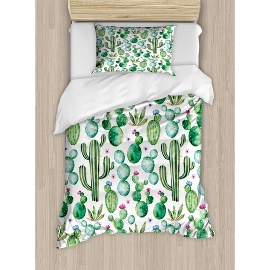 Grimar Green/White 100% Microfibre 260 TC Duvet Cover Set