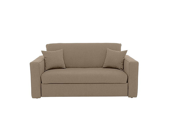 Versatile Small 2 Seater Fabric Sofa Bed with Box Arms - Beige