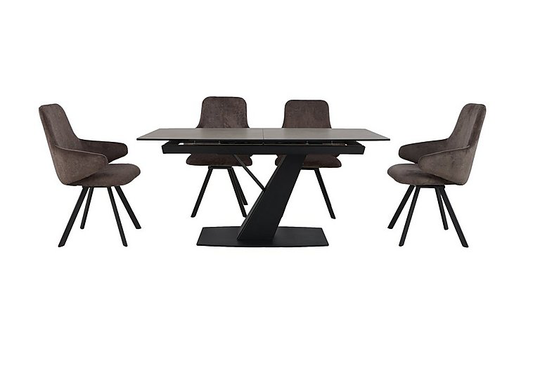 Enterprise Dining Table and 4 Swivel Arm Chairs Dining Set