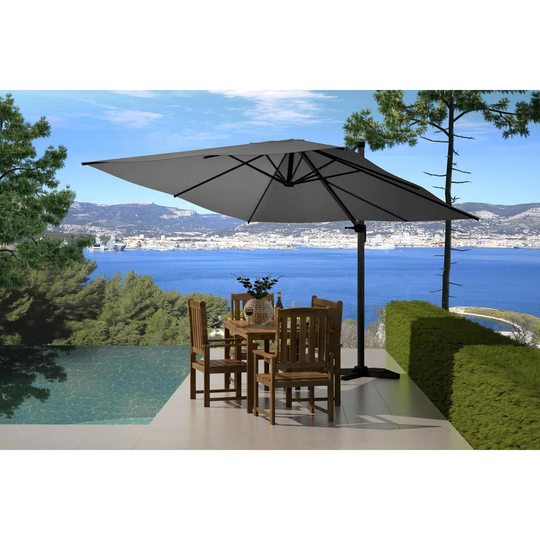 Arialynn Palatino Grey : Offset Parasol, 3X3m Square, 360° Rotating