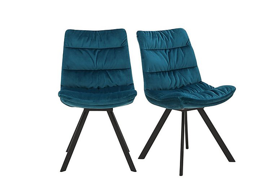 Diego Pair of Velvet Dining Chairs - Teal