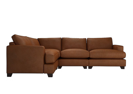 The Lounge Co. - Lorrie Small Leather Corner Sofa - Brown