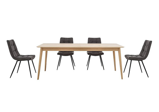 Walker Fixed Dining Table and 4 Chairs - Grey