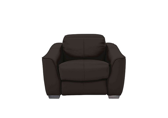 Xavier Leather Power Recliner Armchair with Power Headrest - Brown- World of Leather