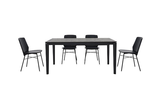 Connubia by Calligaris - Pentagon Extending Dining Table with Oxide Bronze Top and 4 Sibilla Dining Chairs