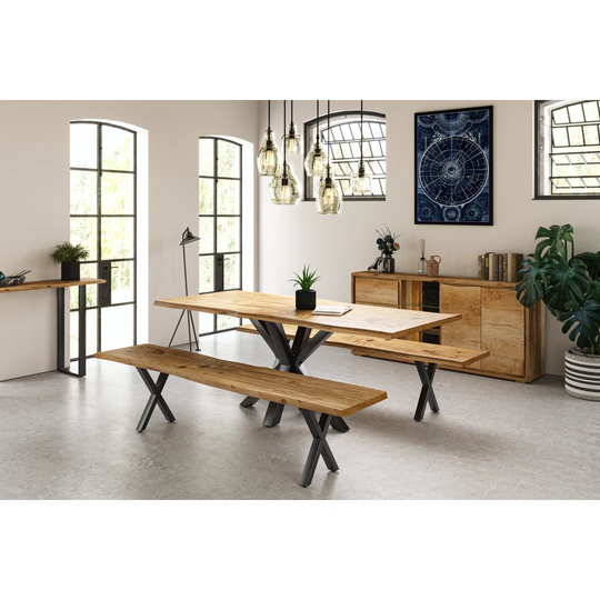 2.0m Dining Table Top Solid Wood With Spider Leg 200 W X 85 D X 76 H Natural Finish