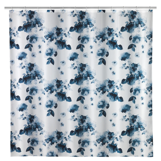 WENKO Anti-Mildew Shower Curtain Rose Bleu, Textile (Polyester), 180 X 200 Cm, Washable