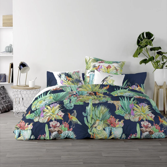 Zackary Multicolour Cotton 150 TC Traditional Duvet Cover Set
