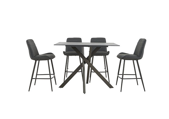 Samurai Bar Table and 4 Faux Leather Bar Stools