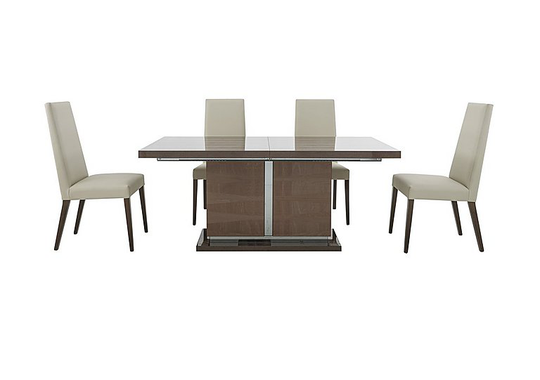 ALF - Vito Large Extending Dining Table and 4 Cream Faux Leather Dining Chairs