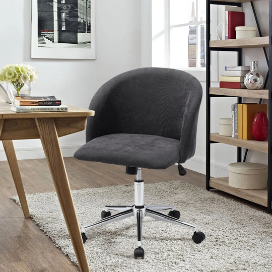 Downton Office Velvet Upholstered Swivel Chair with Castors