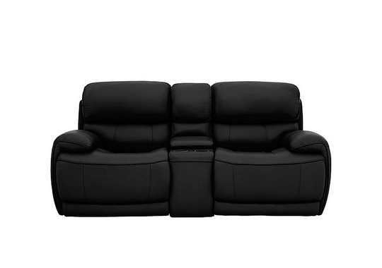 Relax Station Rocco 2 Seater Leather Power Rocker Sofa with Cupholders and Power Headrests - Black- World of Leather