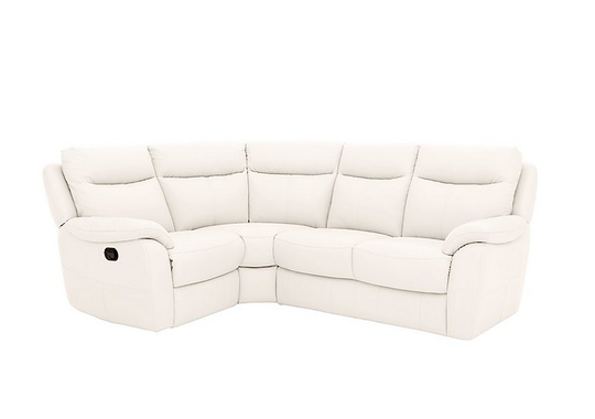 Snug Compact Leather Power Single Recliner Corner Sofa - White- World of Leather