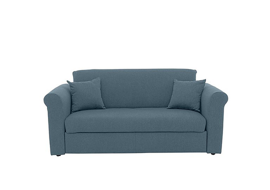 Versatile 2 Seater Fabric Sofa Bed with Scroll Arms