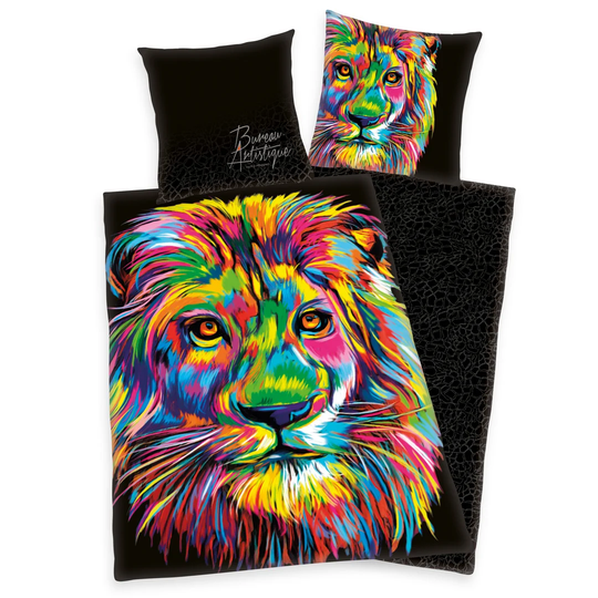 Lion Black Reversible Duvet Cover Set