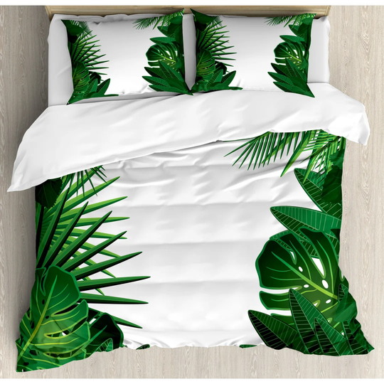Quercia Green/White Microfibre 350 TC Farmhouse / Country Duvet Cover Set