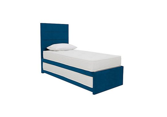 Sleep Story - Guest Bed with Coil Mattress and Pocket Sprung Mattress - Blue