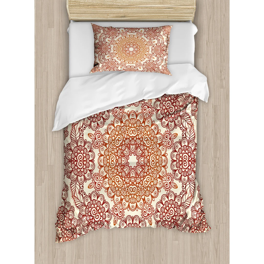 Russell Red/Ivory 100% Brushed Microfibre Duvet Cover Set