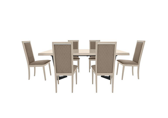 Palazzo 160cm Extending Dining Table in Sand Birch with 6 Rombi Dining Chairs