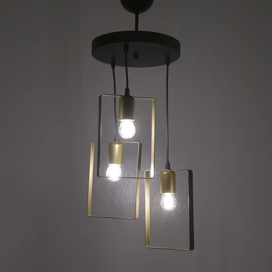 Sherando 3 - Light Geometric Rectangle Pendant with Wrought Iron Accents