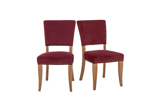 Globe Pair of Velvet Dining Chairs - Red