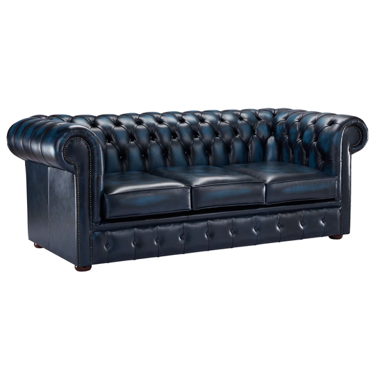 Amarrie 200Cm Genuine Leather Scroll Arms Chesterfield Sofa