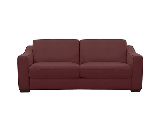Optimus 3 Seater Leather Sofa Bed with Memory Foam Mattress - Red- World of Leather