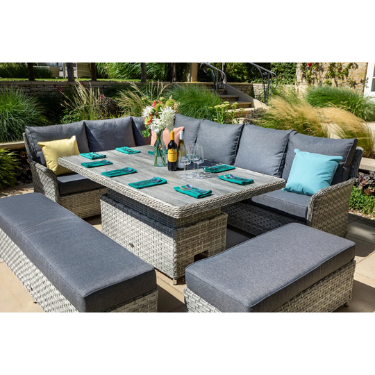 Heritage Grand Rectangular Casual Dining Set with Adjustable Table