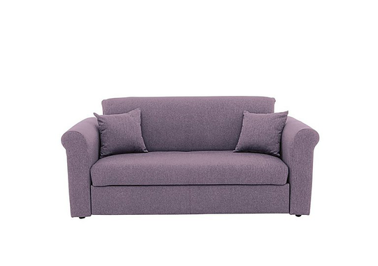 Versatile 2 Seater Fabric Sofa Bed with Scroll Arms - Purple