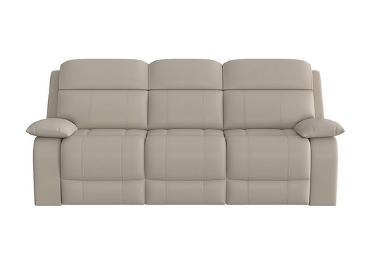 Moreno 3 Seater Leather Manual Recliner Sofa - Grey- World of Leather