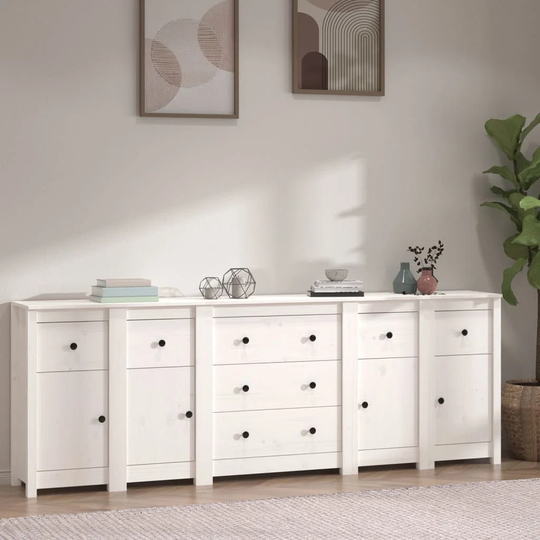 Scope 230" Wide 7 Drawer Pine Solid Wood Sideboard