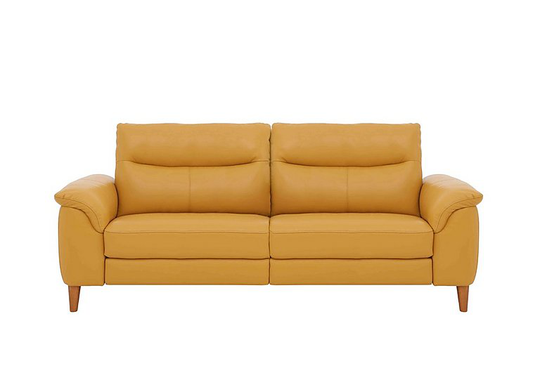 Morgan 3 Seater Leather Power Recliner Sofa - Yellow