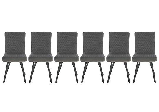 Mars Set of 6 Velvet Dining Chairs - Grey