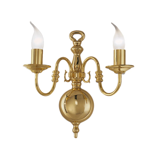 Delft Two Light Wall Bracket in Polished Brass