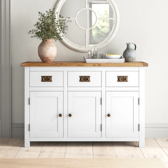 Trejo 120 Cm Wide 3 Drawer Solid Wood Sideboard