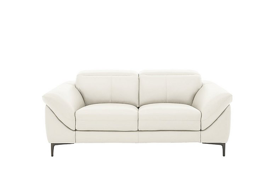 Galaxy 2 Seater Power Sofa with Power Headrests - White- World of Leather