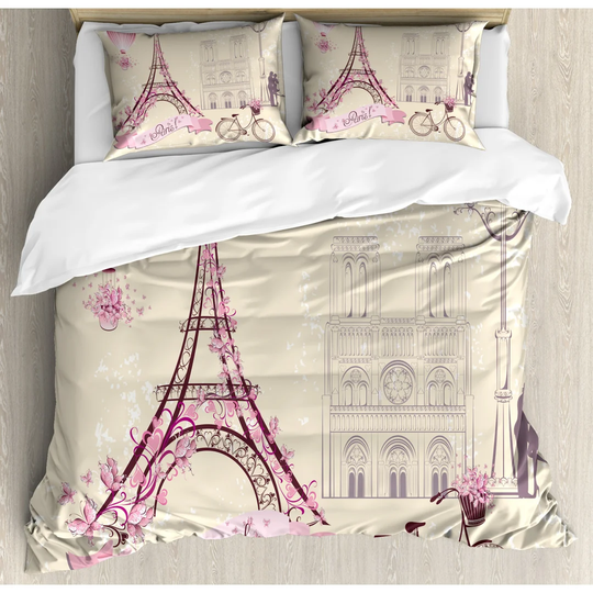 Gagliano Ivory/Pink Microfibre 350 TC Modern & Contemporary Duvet Cover Set