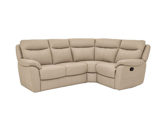 Snug Compact Leather Manual Single Recliner Corner Sofa - Beige- World of Leather