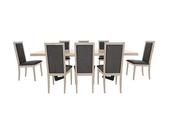 Palazzo 200cm Extending Dining Table in Sand Birch with 8 Rombi Dining Chairs