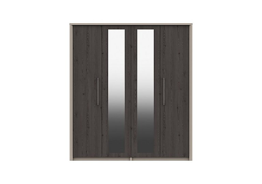 London Bedrooms - Paddington 4 Door Wardrobe with Mirrors - Black