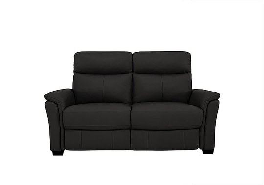 Compact Collection Piccolo 2 Seater Leather Static Sofa - Black- World of Leather