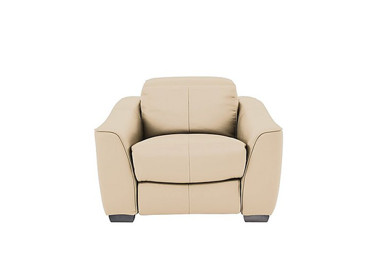 Elixir Leather Manual Recliner Armchair - Beige- World of Leather